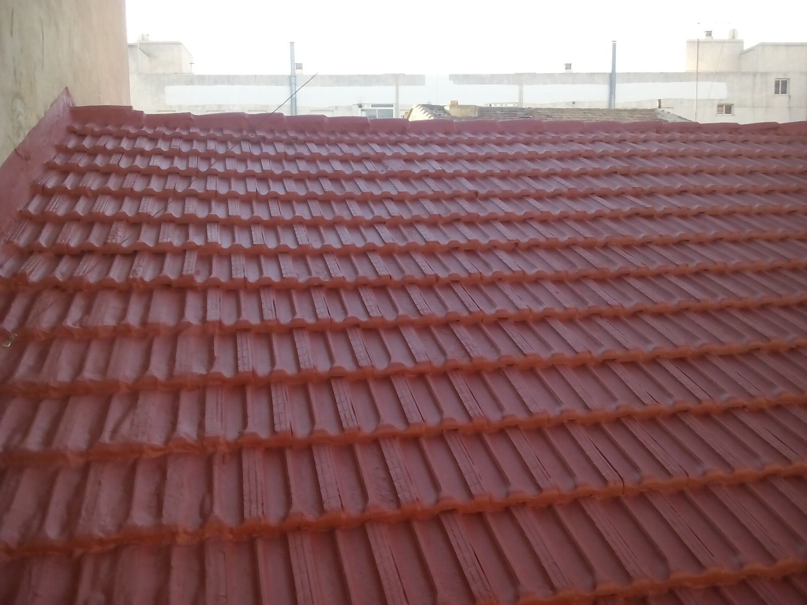 Reparacion de tejado antiguo con resinas y fibra de vidrio